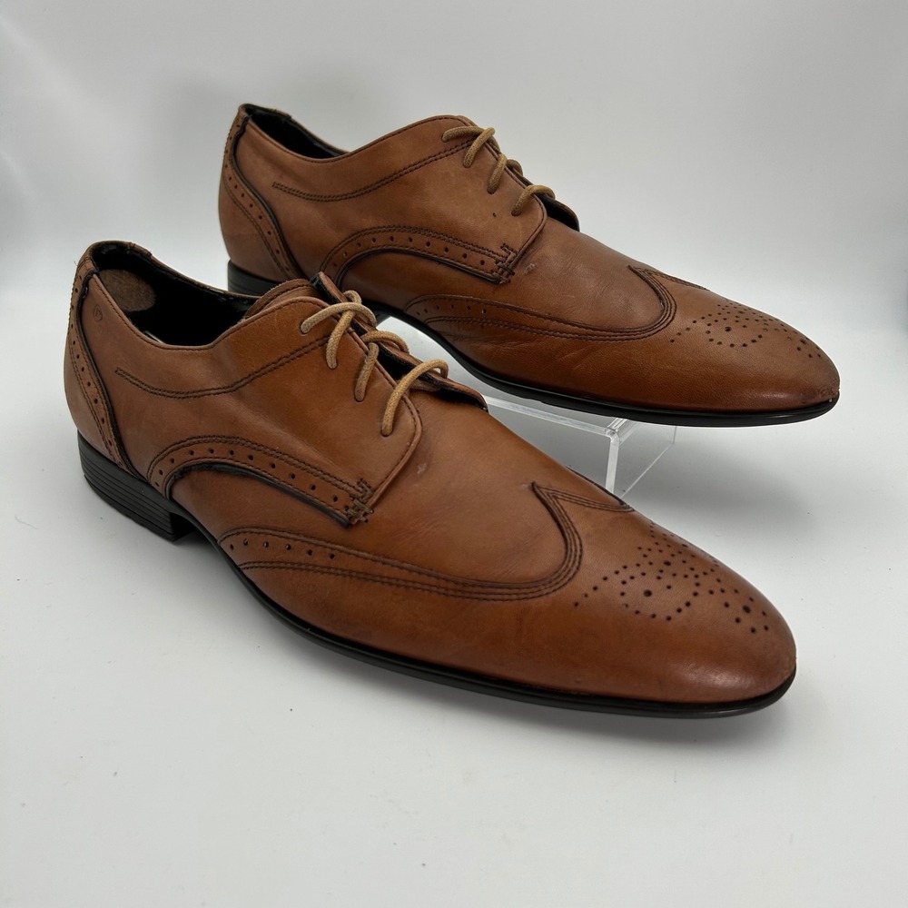 Rockport Wingtip Oxford Mens 10 Tan Leather Brogue Dress Shoes‎ K74002 Classic